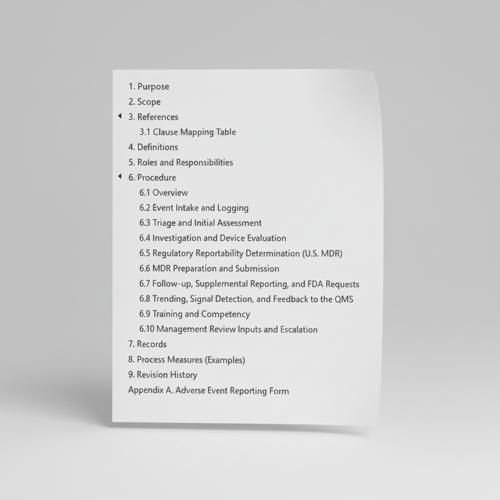 Medical Device Adverse Event Reporting Template – QMSR Compatible