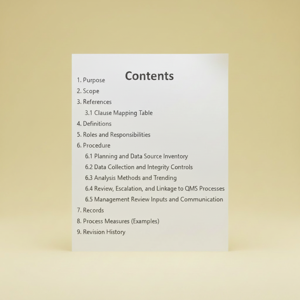 Medical Device Analysis of Data Procedure Template – QMSR Compatible