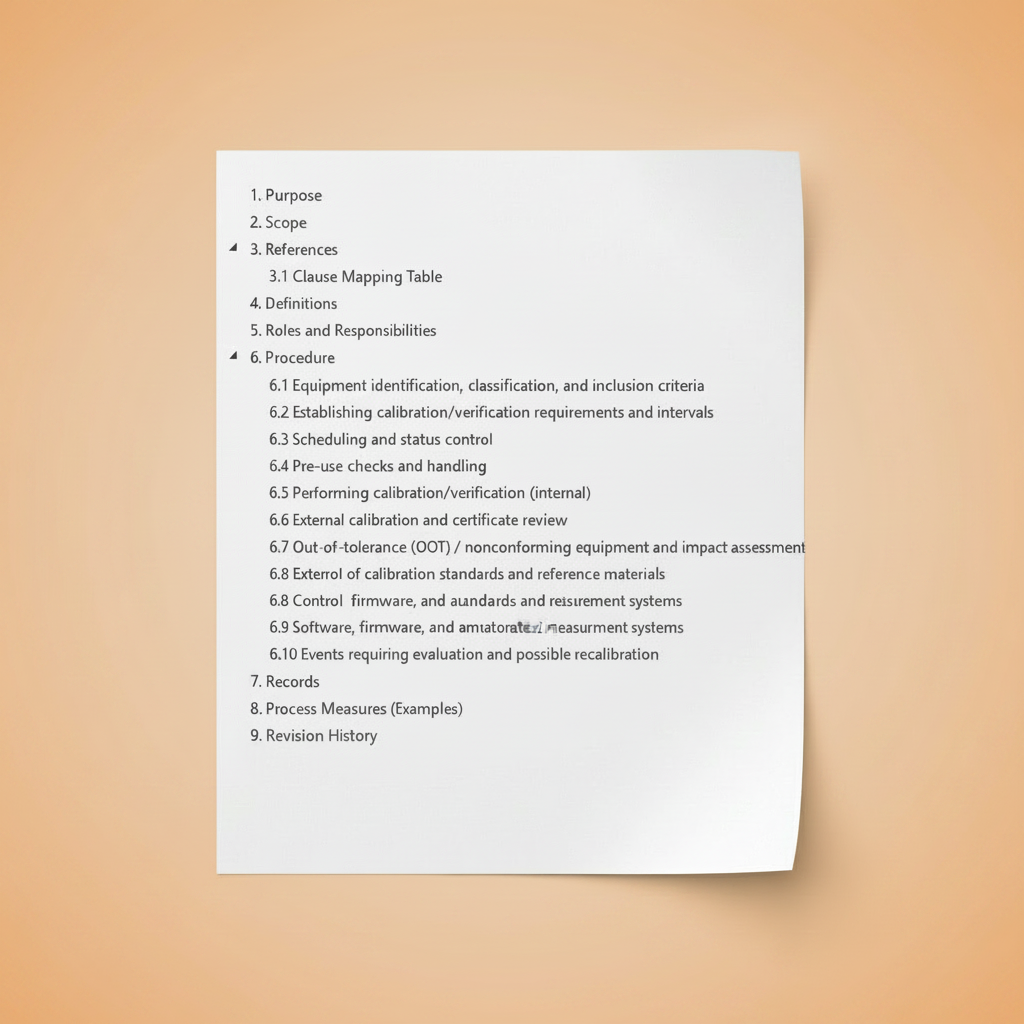 Medical Device Calibration Procedure Template – QMSR Compatible