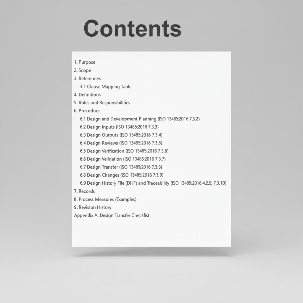 Medical Device Design Control Procedure Template – QMSR Compatible