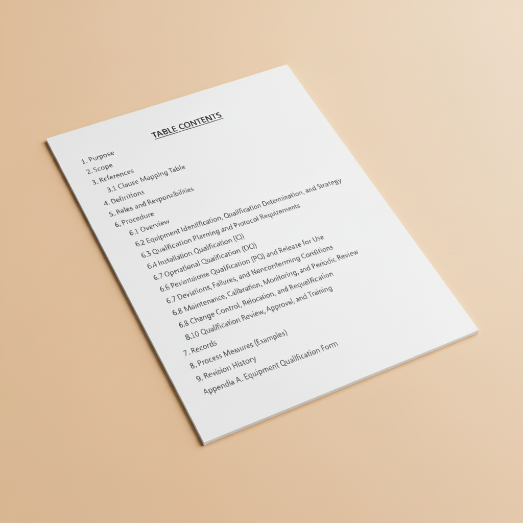 Medical Device Equipment Qualification Procedure Template – QMSR Compatible