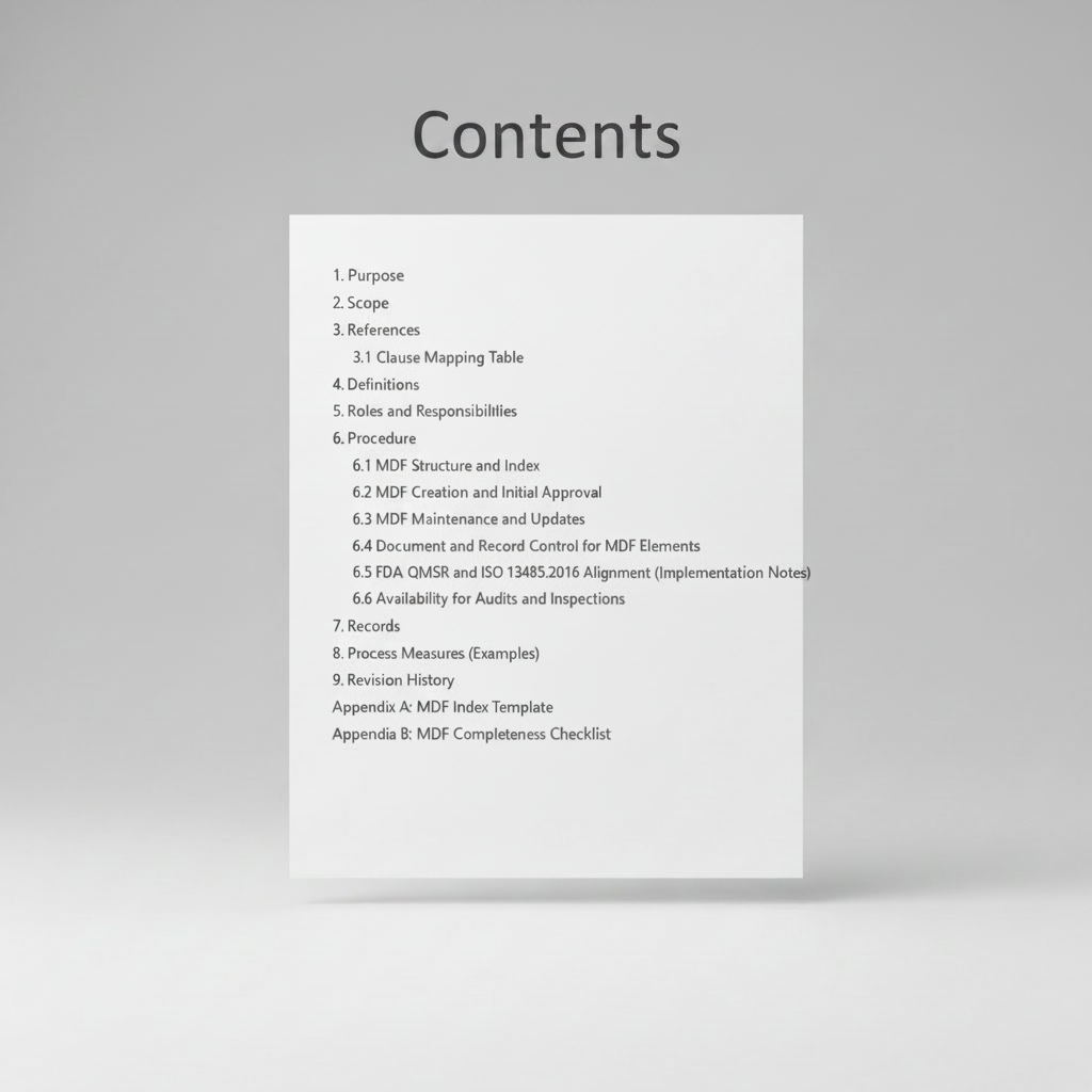 Medical Device File (MDF) Template – QMSR Compatible