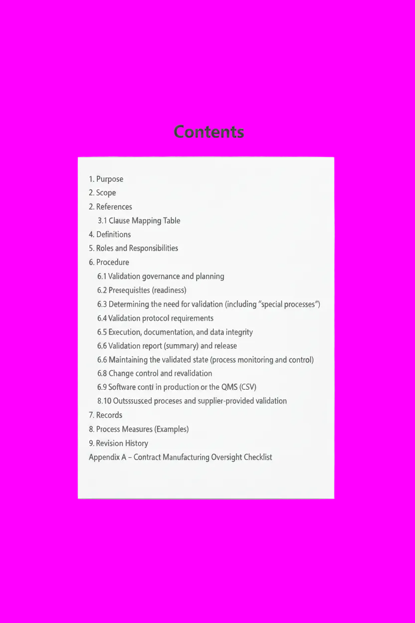 Medical Device Master Validation Plan Template – QMSR Compatible