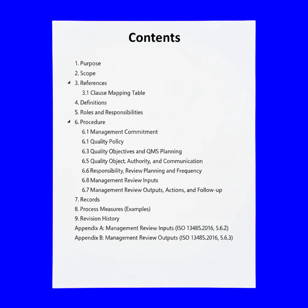 Medical Device Management Responsibility and Review Procedure Template – QMSR Compatible