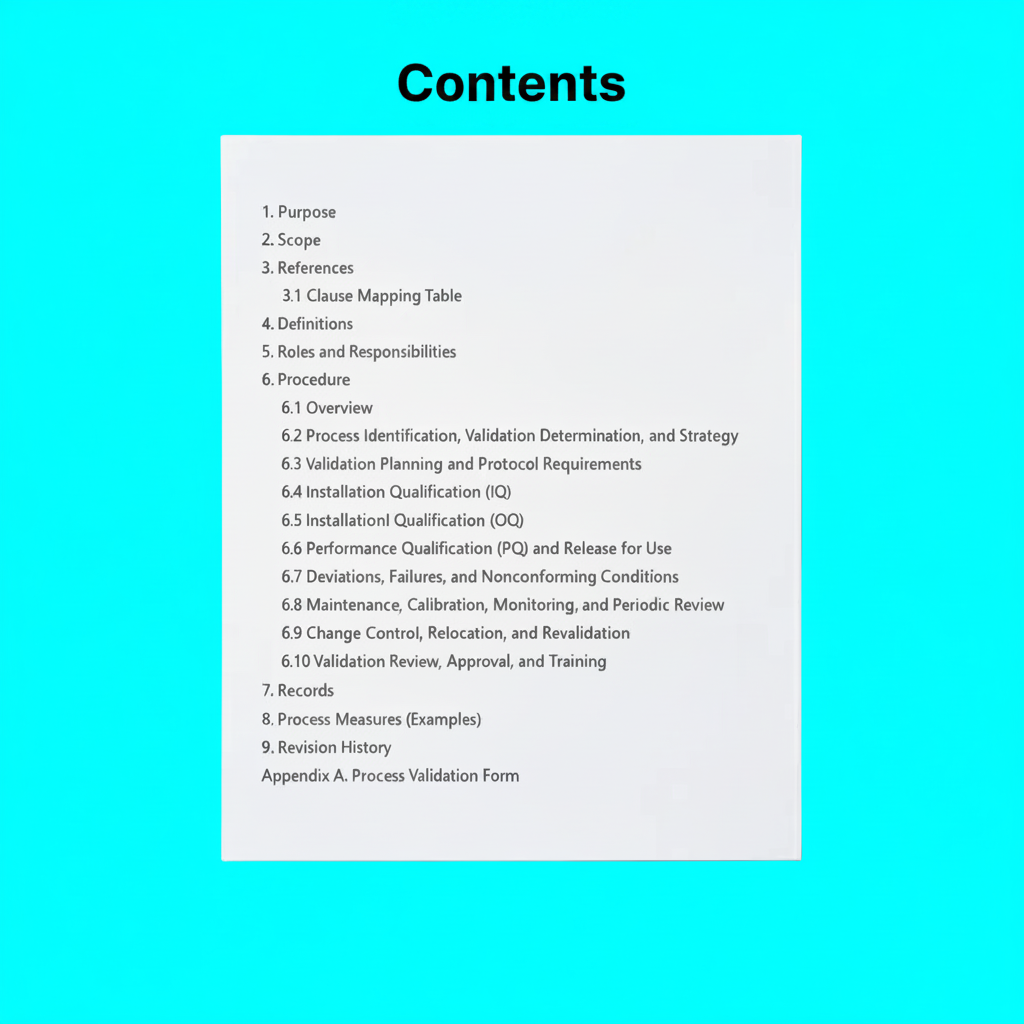Medical Device Process Validation Procedure Template – QMSR Compatible