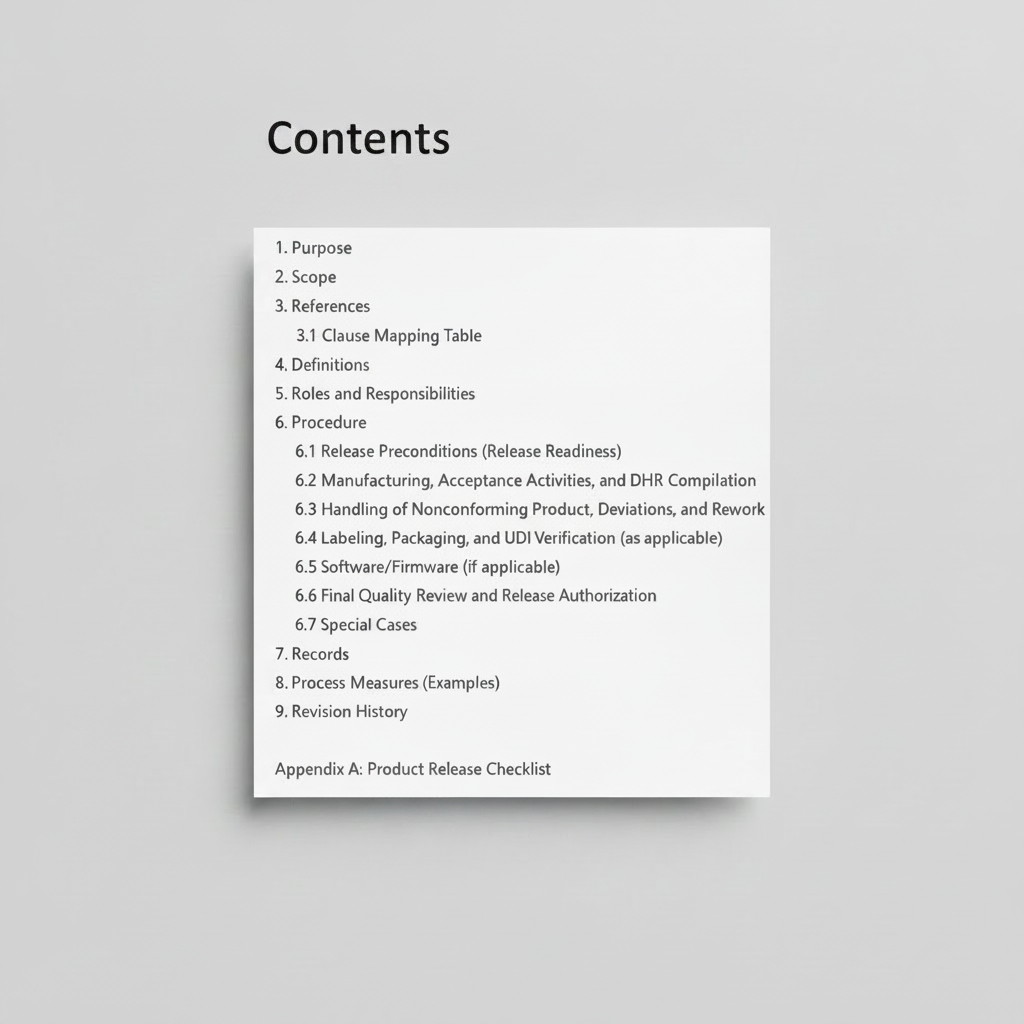 Medical Device Product Release Procedure Template – QMSR Compatible