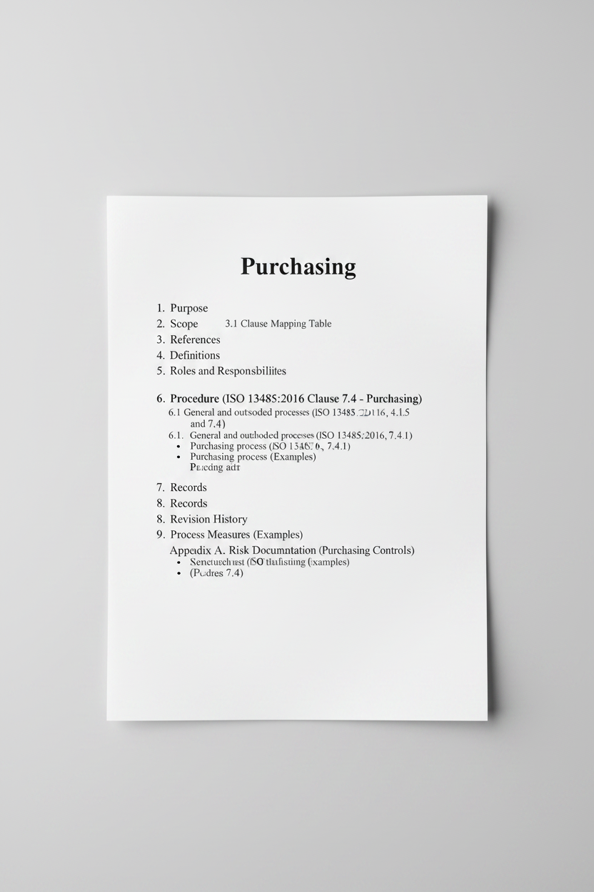 Medical Device Purchasing Procedure Template – QMSR Compatible
