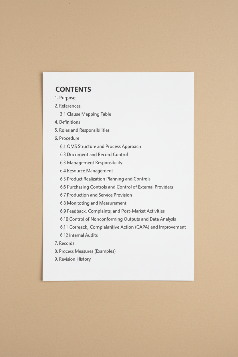 Medical Device Quality Management Template – QMSR Compatible