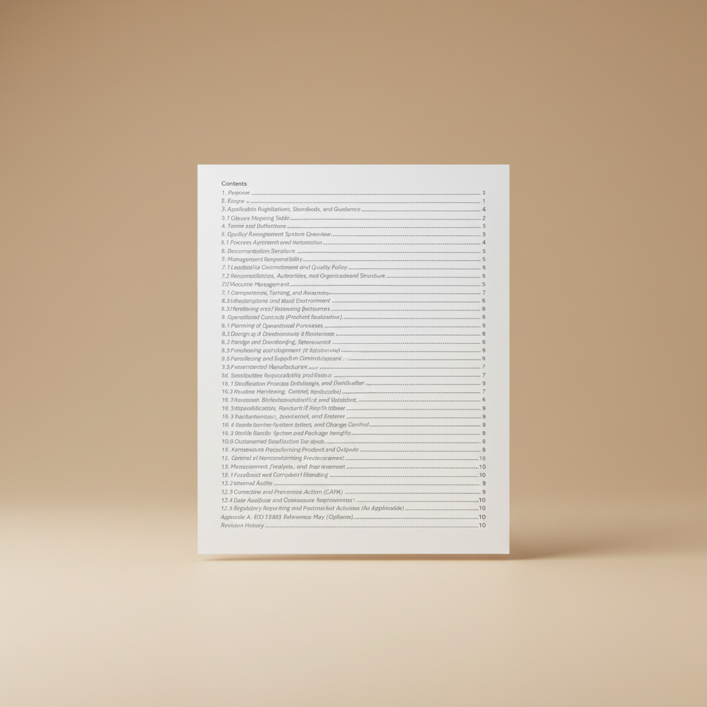Medical Device Quality Manual Template – QMSR Compatible