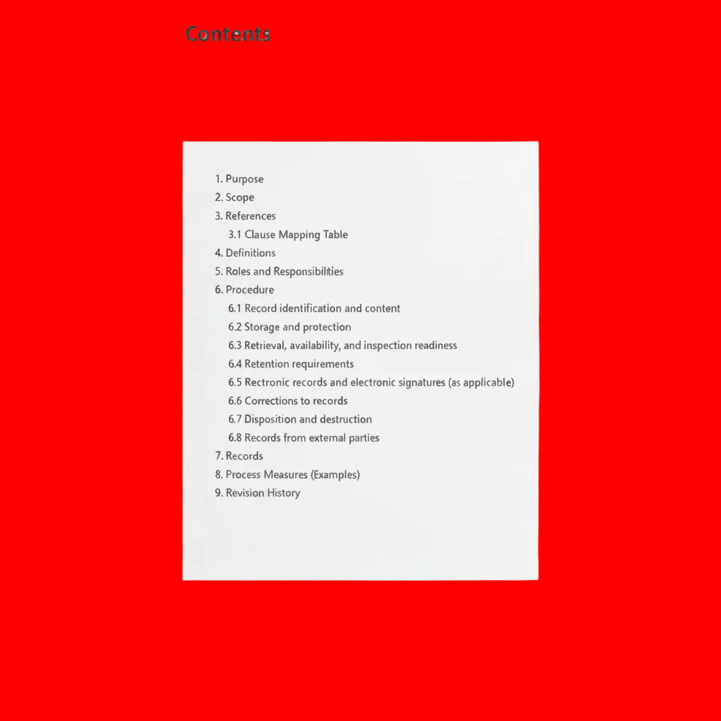 Medical Device Record Retention Procedure Template – QMSR Compatible