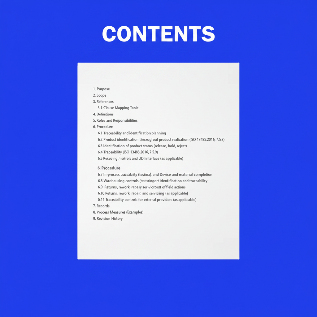 Medical Device Traceability and Identification Procedure Template – QMSR Compatible